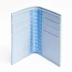 Light Blue Vertical Wallet In Silk And Leather