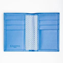 Light Blue Vertical Wallet In Silk And Leather