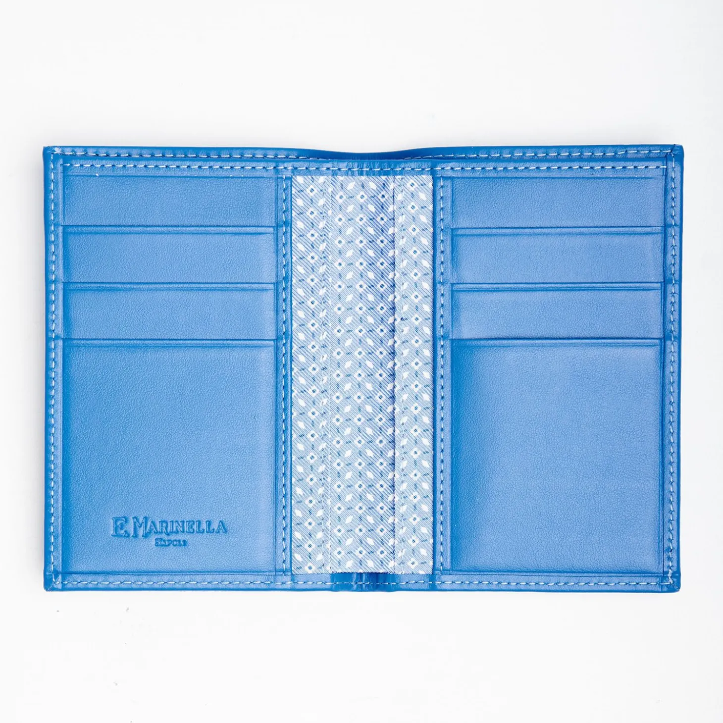 Light Blue Vertical Wallet In Silk And Leather