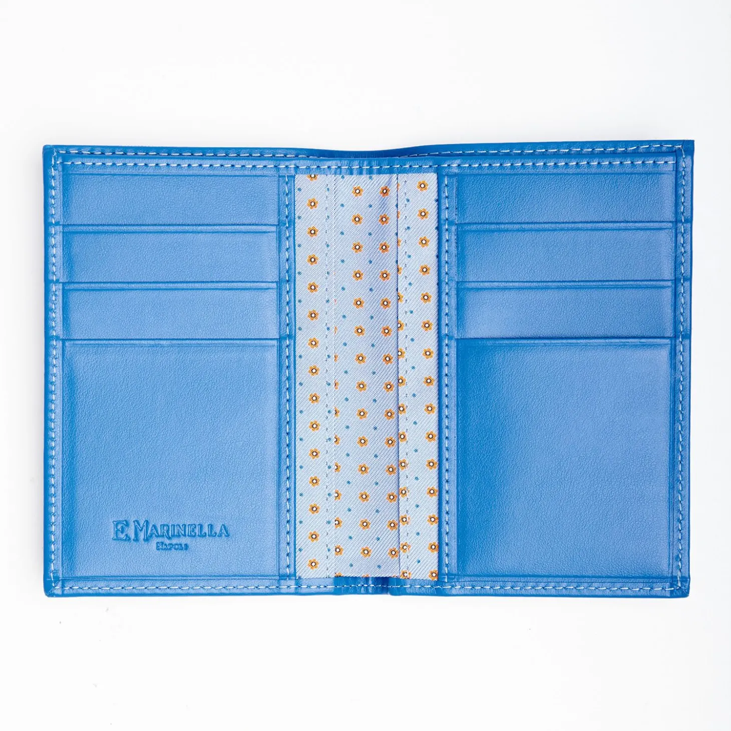 Light Blue Vertical Wallet In Silk And Leather