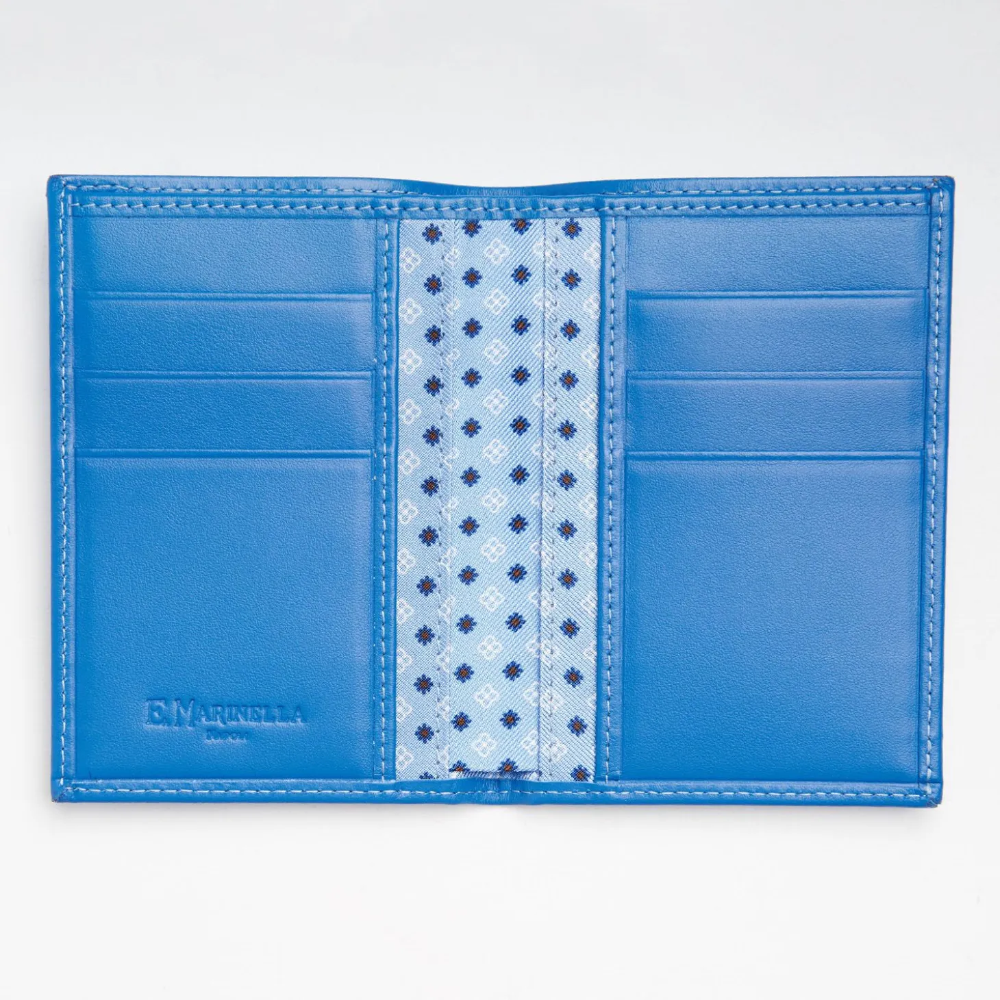 Light Blue Vertical Wallet In Silk And Leather