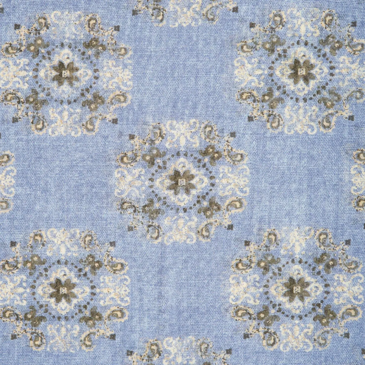 Light Blue Wool Stole With Floral Decorations
