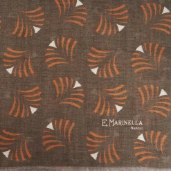 Light Brbown Cotton And Linen Scarf - Orange Fans