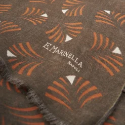 Light Brbown Cotton And Linen Scarf - Orange Fans