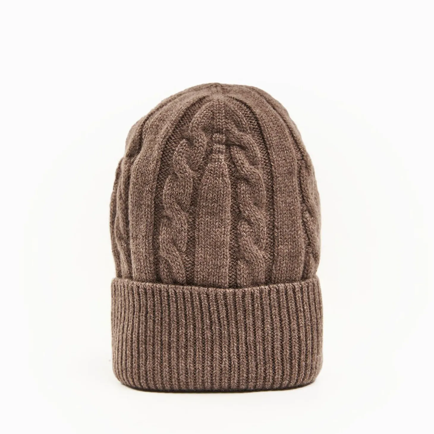 Light Brown Cashmere Braid Beanie