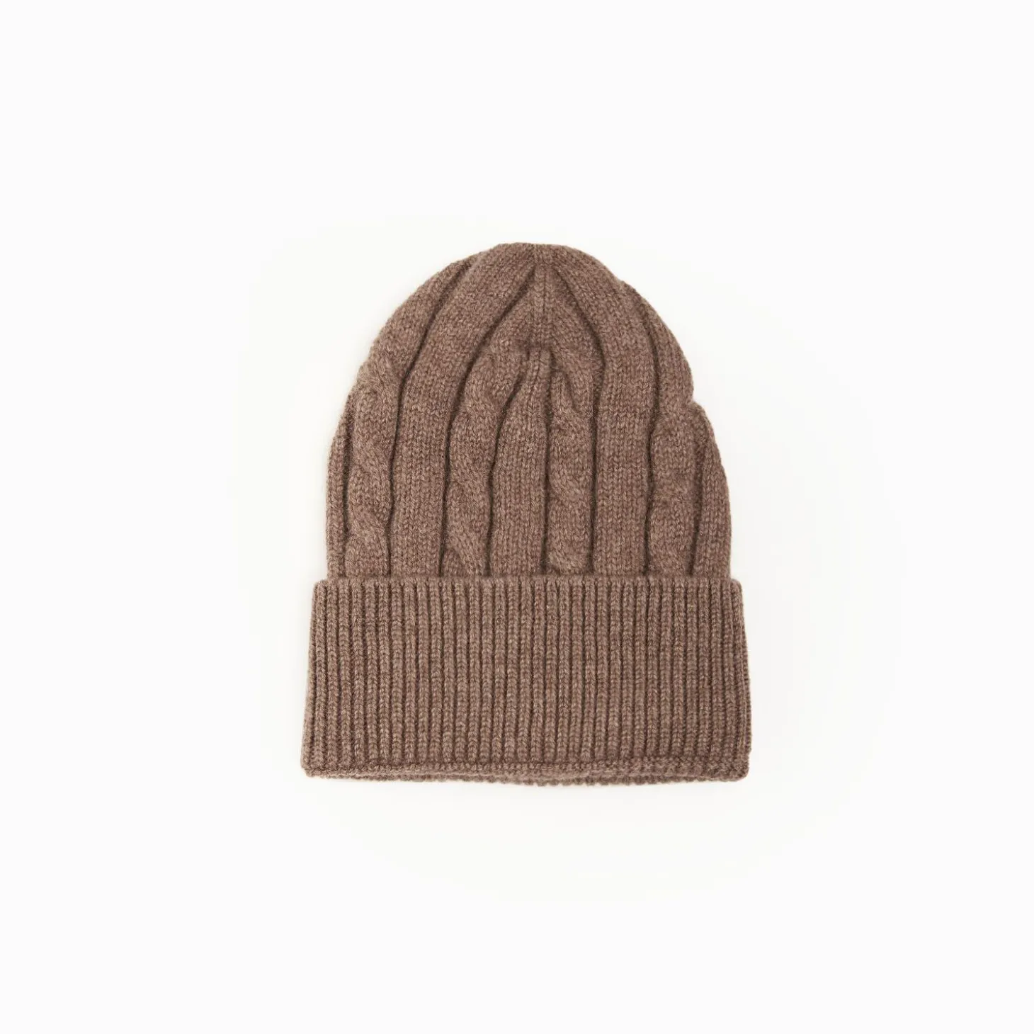 Light Brown Cashmere Braid Beanie