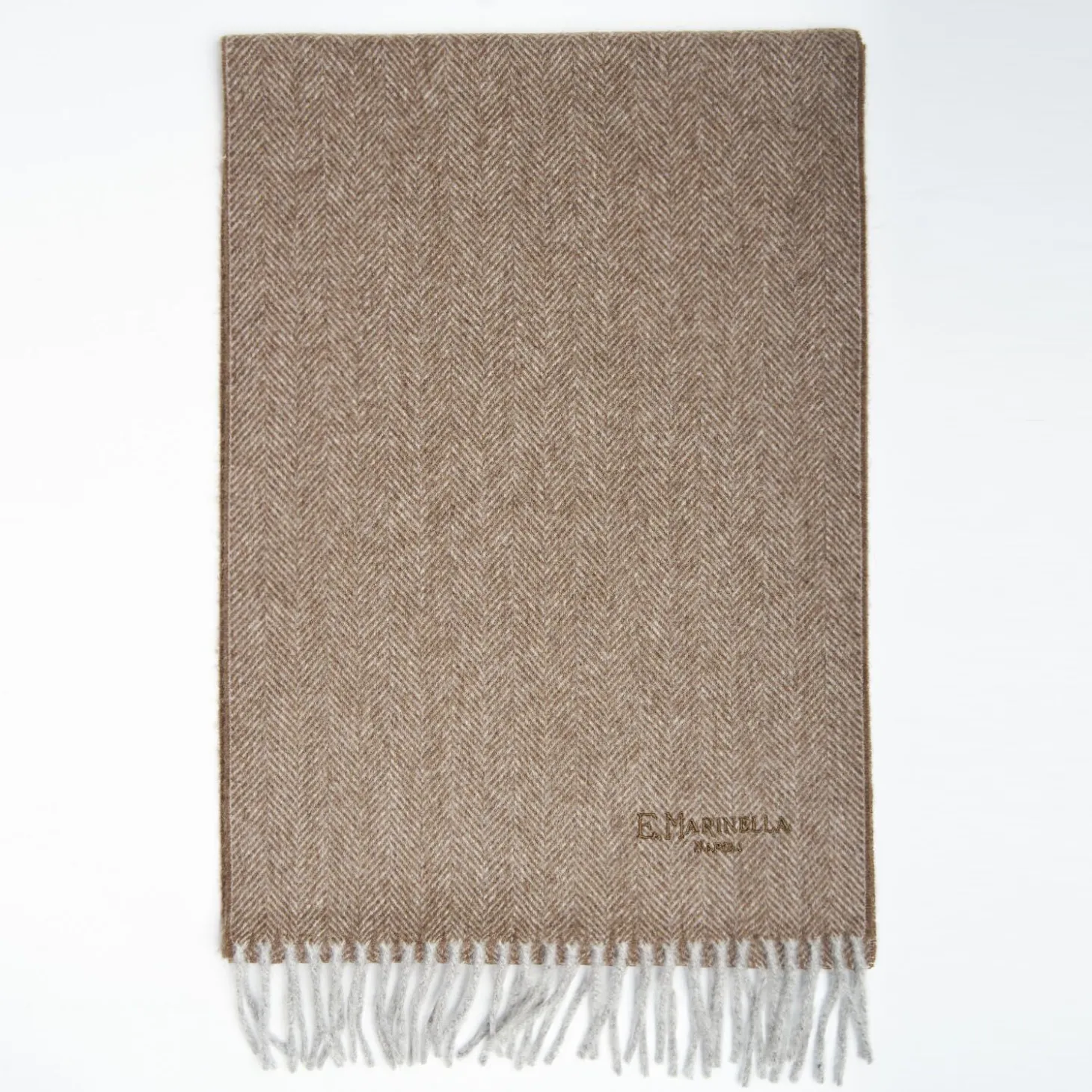 Light Brown Cashmere Fringed Scarf