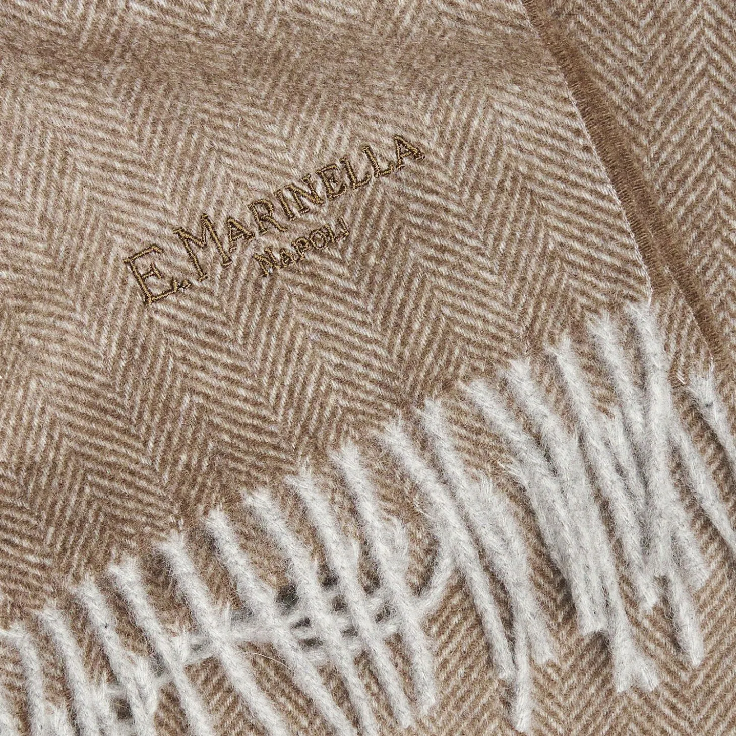 Light Brown Cashmere Fringed Scarf