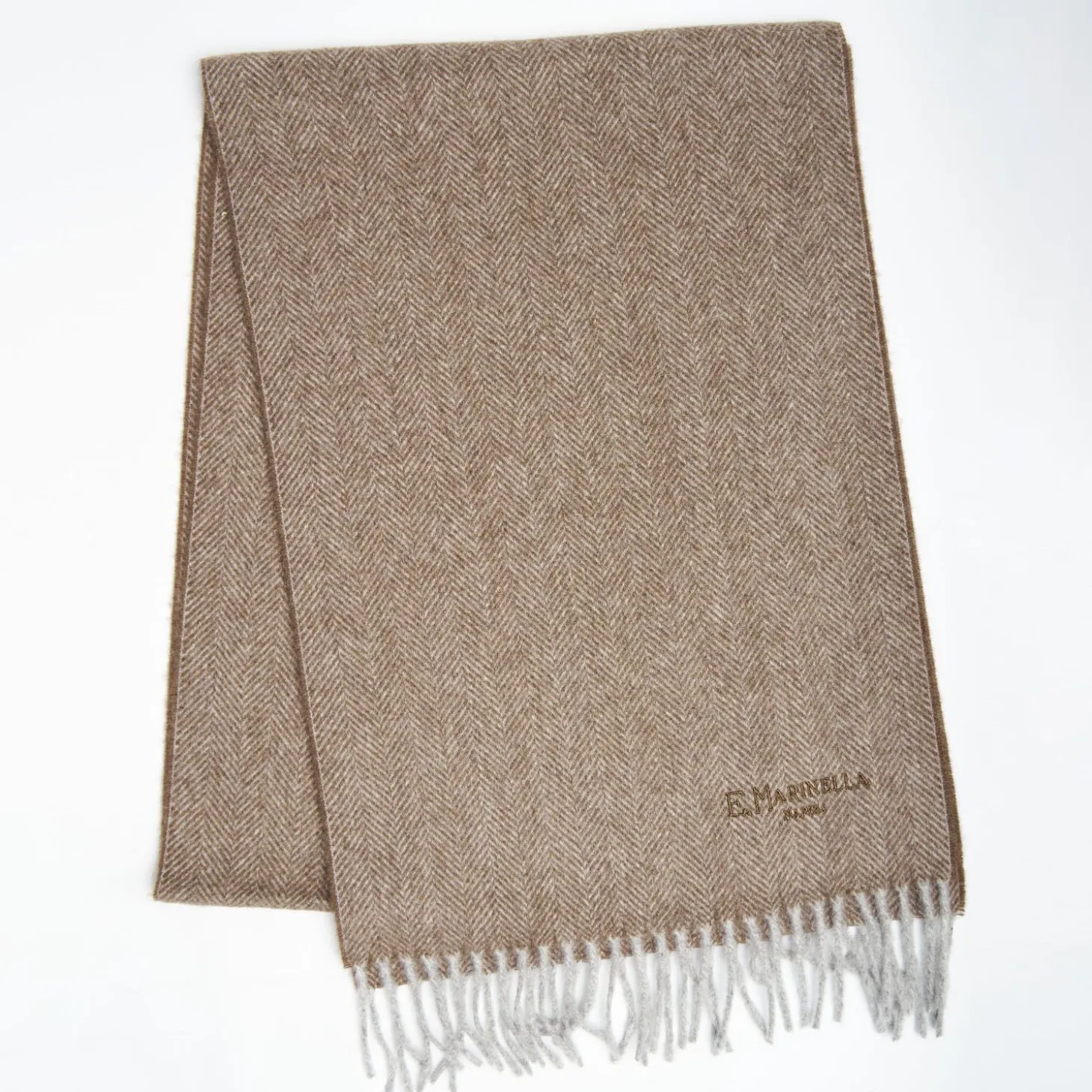 Light Brown Cashmere Fringed Scarf