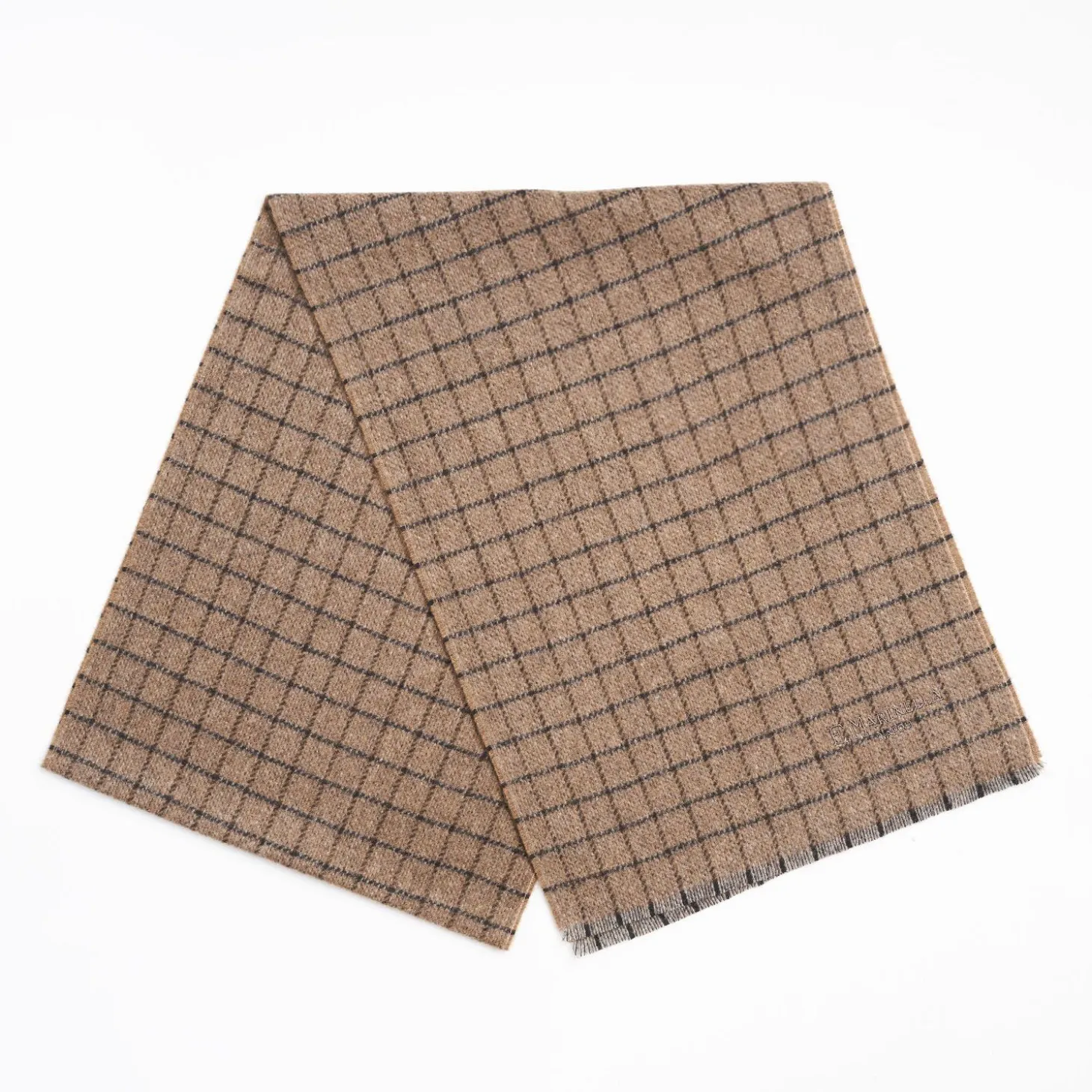 Light Brown Cashmere Small-Check Scarf