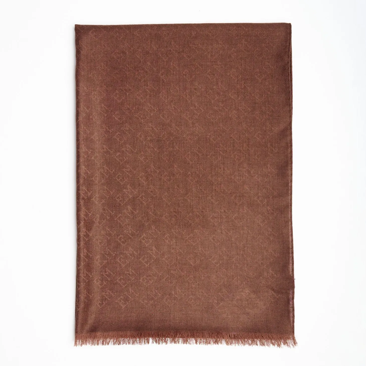 Light Brown Em Logo Scarf In Wool And Cashmere