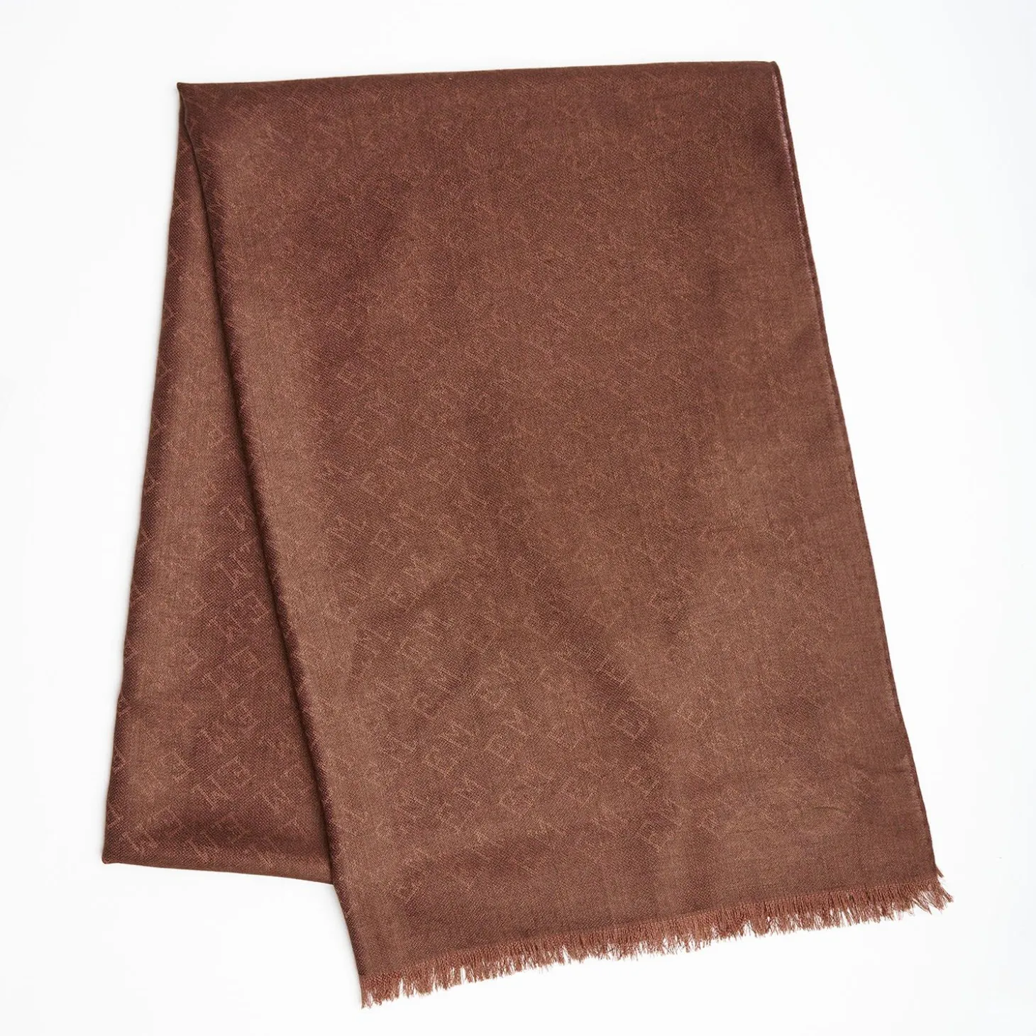Light Brown Em Logo Scarf In Wool And Cashmere