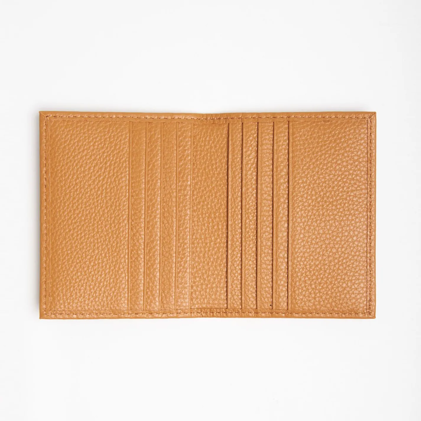 Light Brown Hammered Leather Folding Card Holder - 10 Compartments