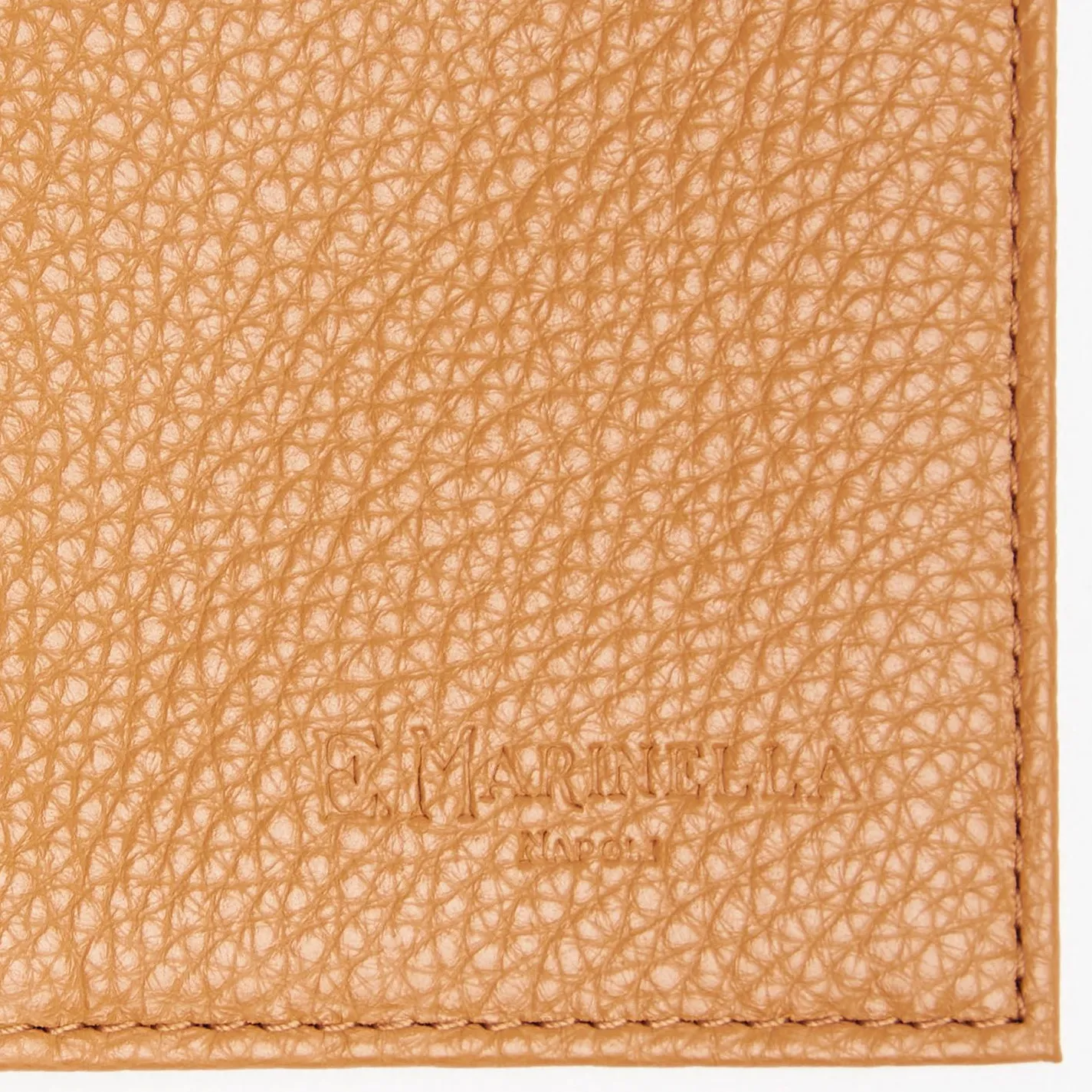 Light Brown Hammered Leather Folding Card Holder - 10 Compartments