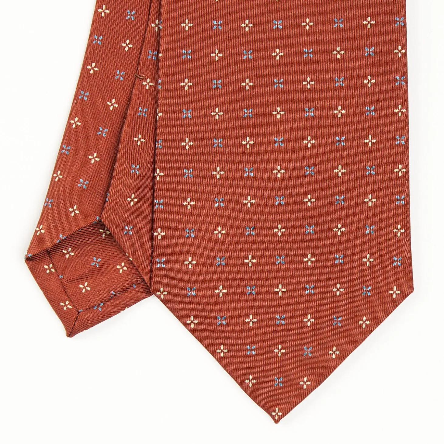 Light Brown Sartorial Classic Tie - Small Flower Pattern