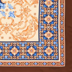 Light Brown Silk Scarf 90 - Mediterranean Vibes