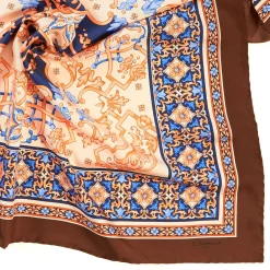 Light Brown Silk Scarf 90 - Mediterranean Vibes