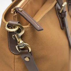 Light Brown Weekend Bag With Leather Trim