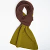 Light Green And Dark Brown Two-Tone Solid Cashmere Neck Warmer