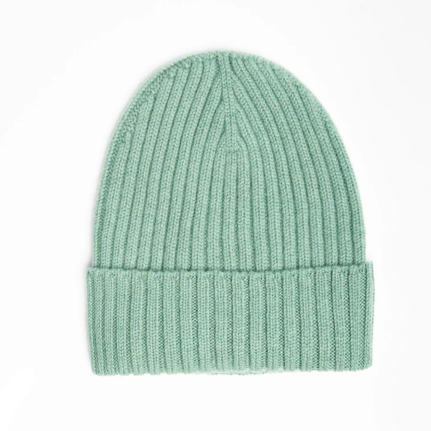 Light Green Cashmere Ribbed Beanie
