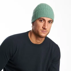 Light Green Cashmere Ribbed Beanie