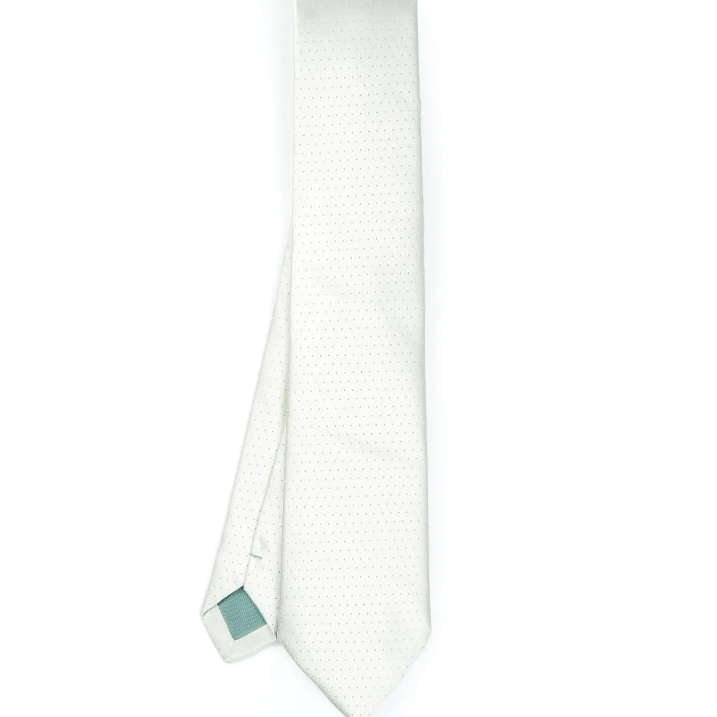 Light Green Cerimonial Silk Satin Tie Small Polka Dot Pattern