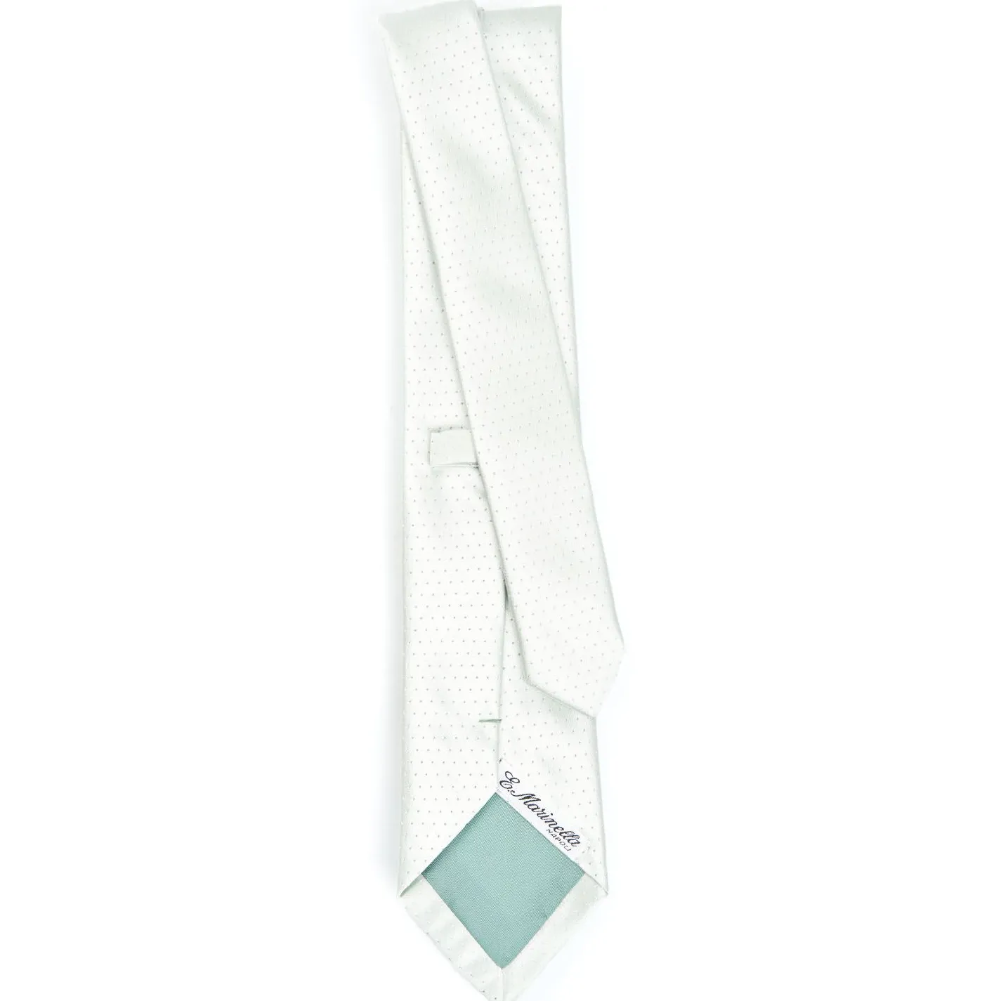 Light Green Cerimonial Silk Satin Tie Small Polka Dot Pattern