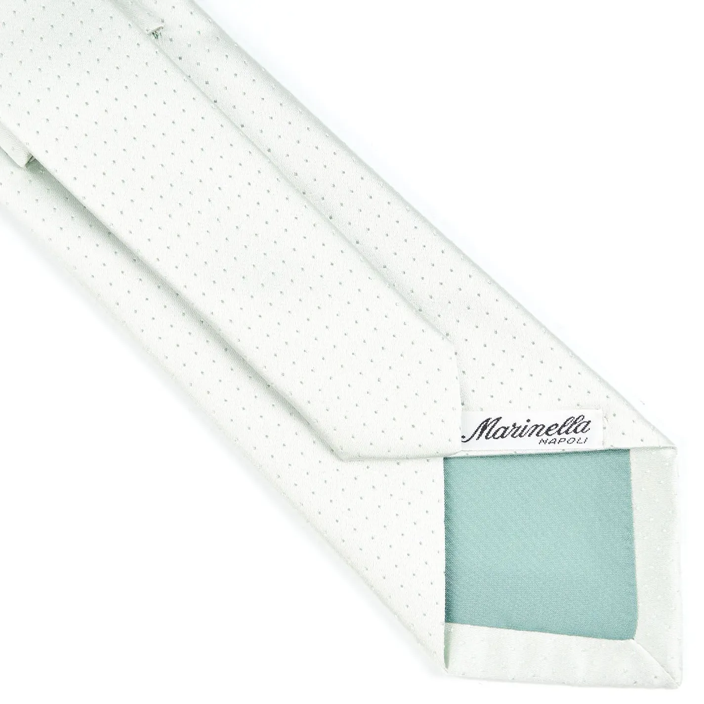 Light Green Cerimonial Silk Satin Tie Small Polka Dot Pattern