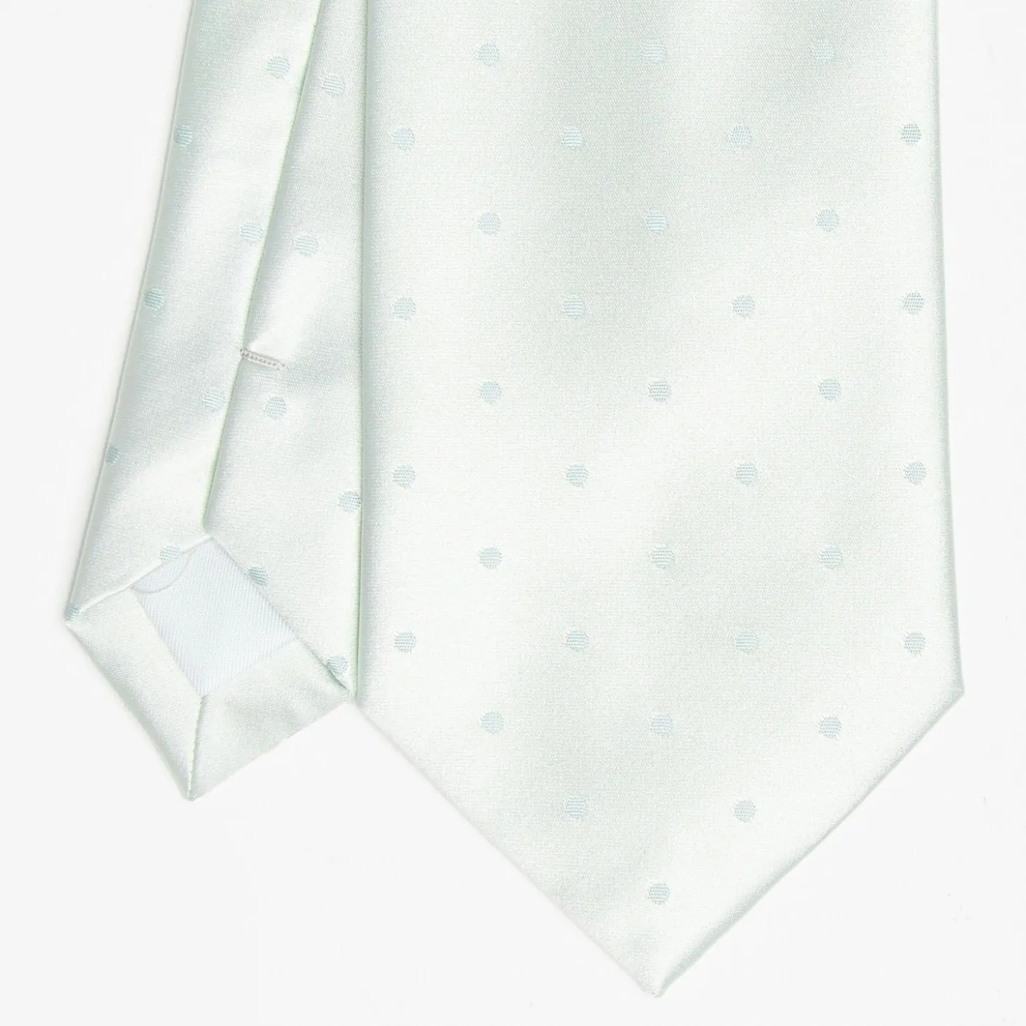 Light Green Cerimonial Silk Satin Tie Polka Dot Pattern