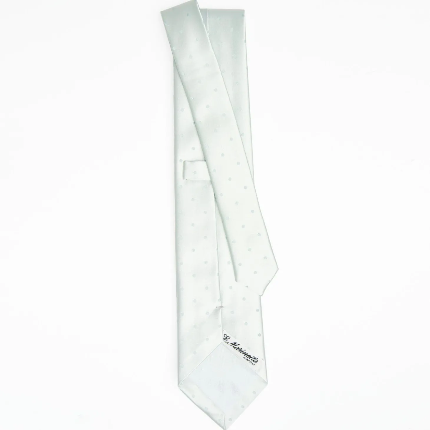 Light Green Cerimonial Silk Satin Tie Polka Dot Pattern
