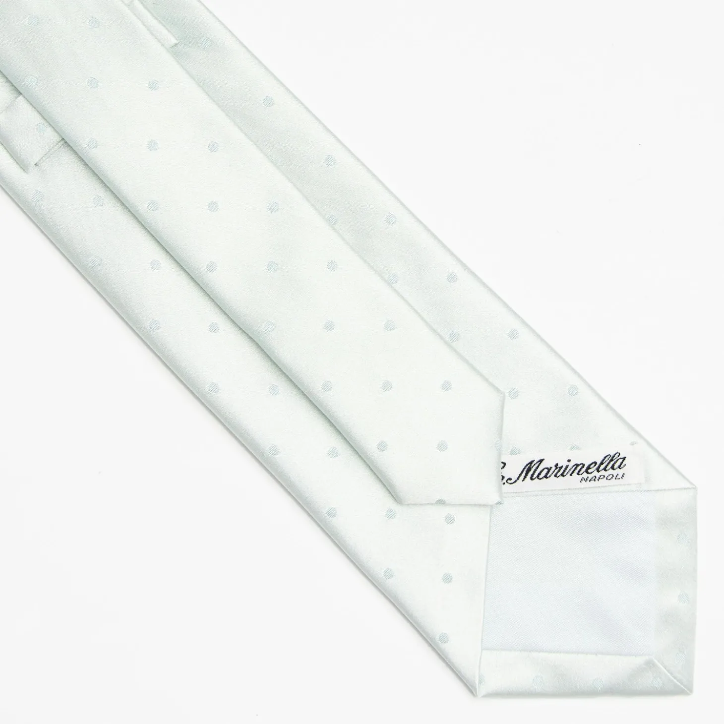 Light Green Cerimonial Silk Satin Tie Polka Dot Pattern