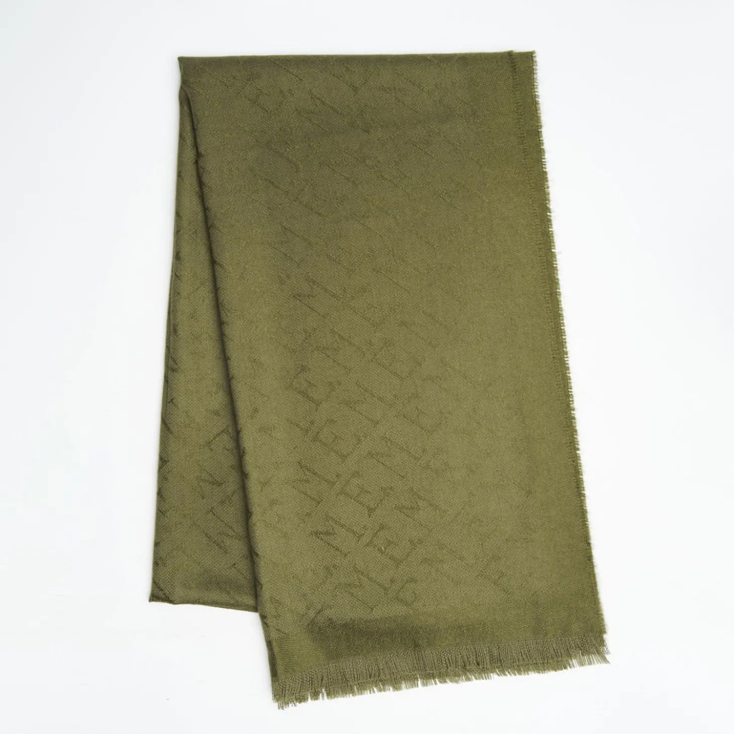 Light Green Em Logo Scarf In Wool And Cashmere