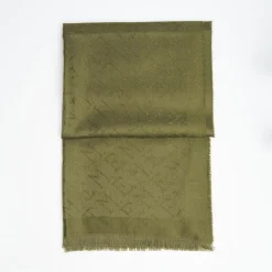 Light Green Em Logo Scarf In Wool And Cashmere