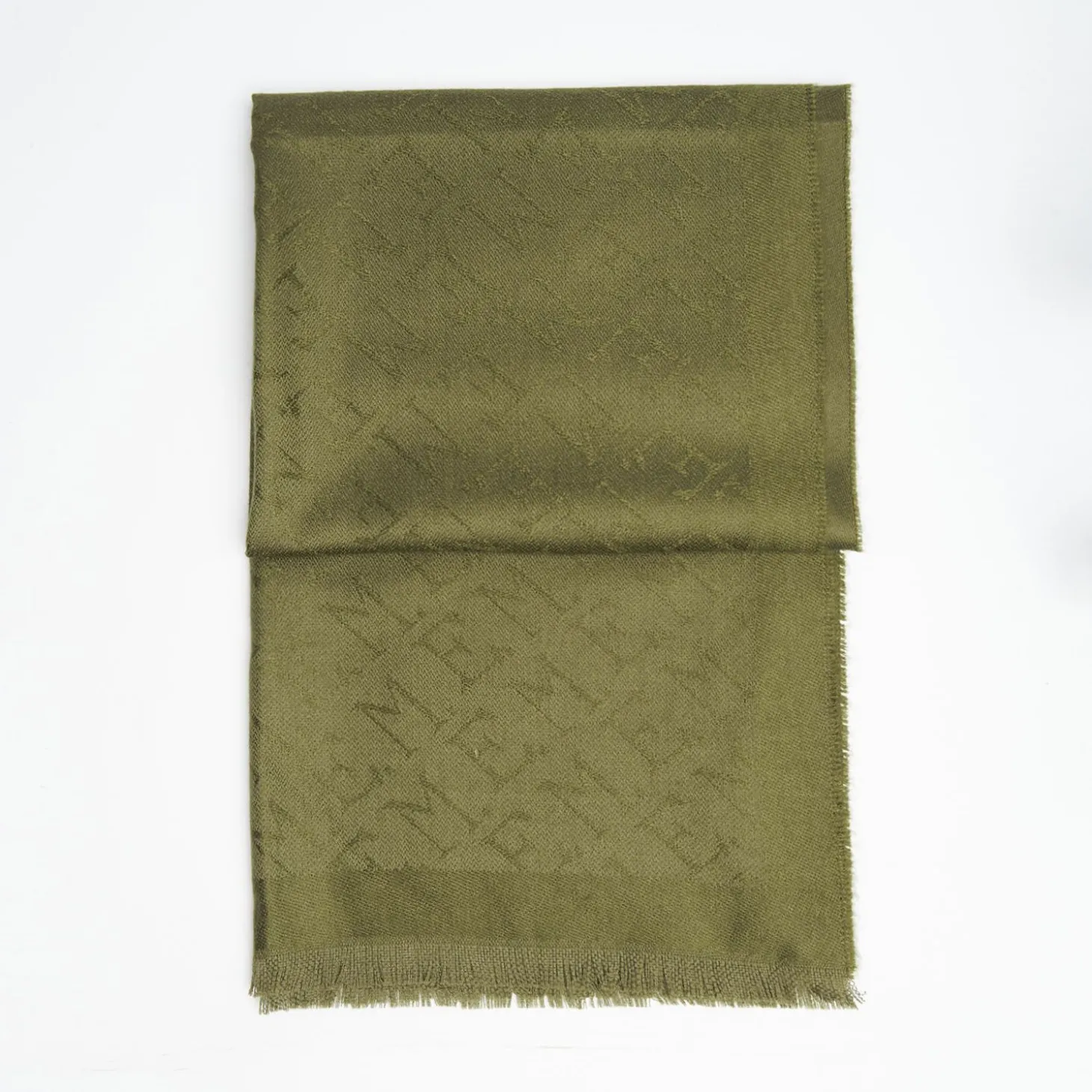Light Green Em Logo Scarf In Wool And Cashmere