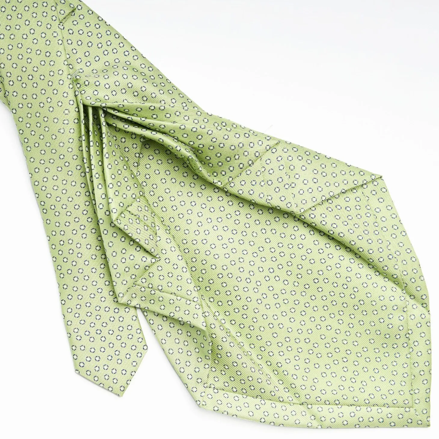 Light Green 9 Fold Sartorial Silk Tie - Small Geometric Pattern