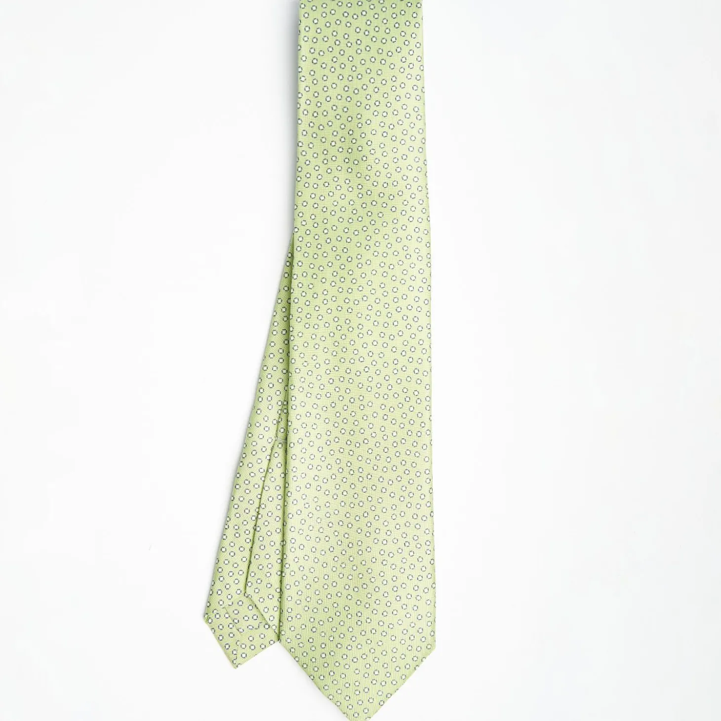 Light Green 9 Fold Sartorial Silk Tie - Small Geometric Pattern