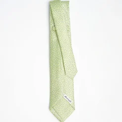 Light Green 9 Fold Sartorial Silk Tie - Small Geometric Pattern