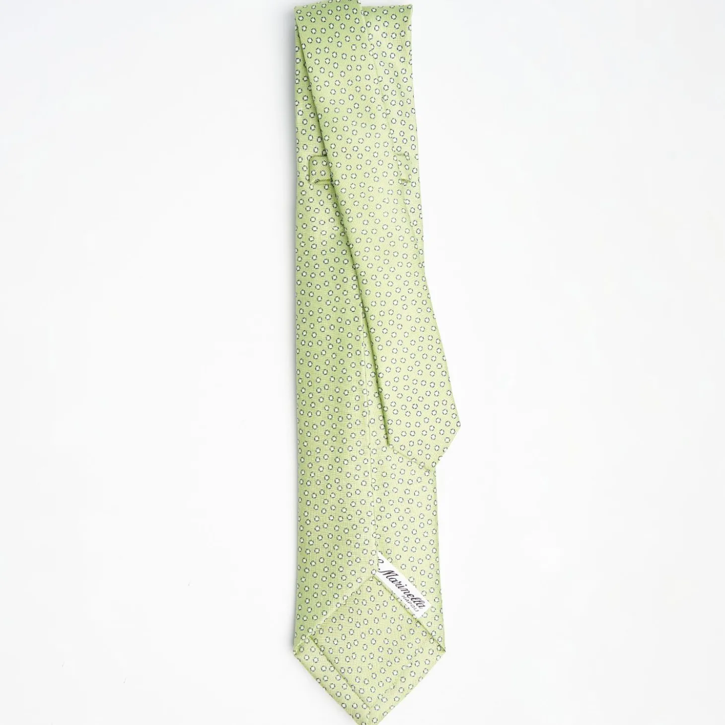 Light Green 9 Fold Sartorial Silk Tie - Small Geometric Pattern