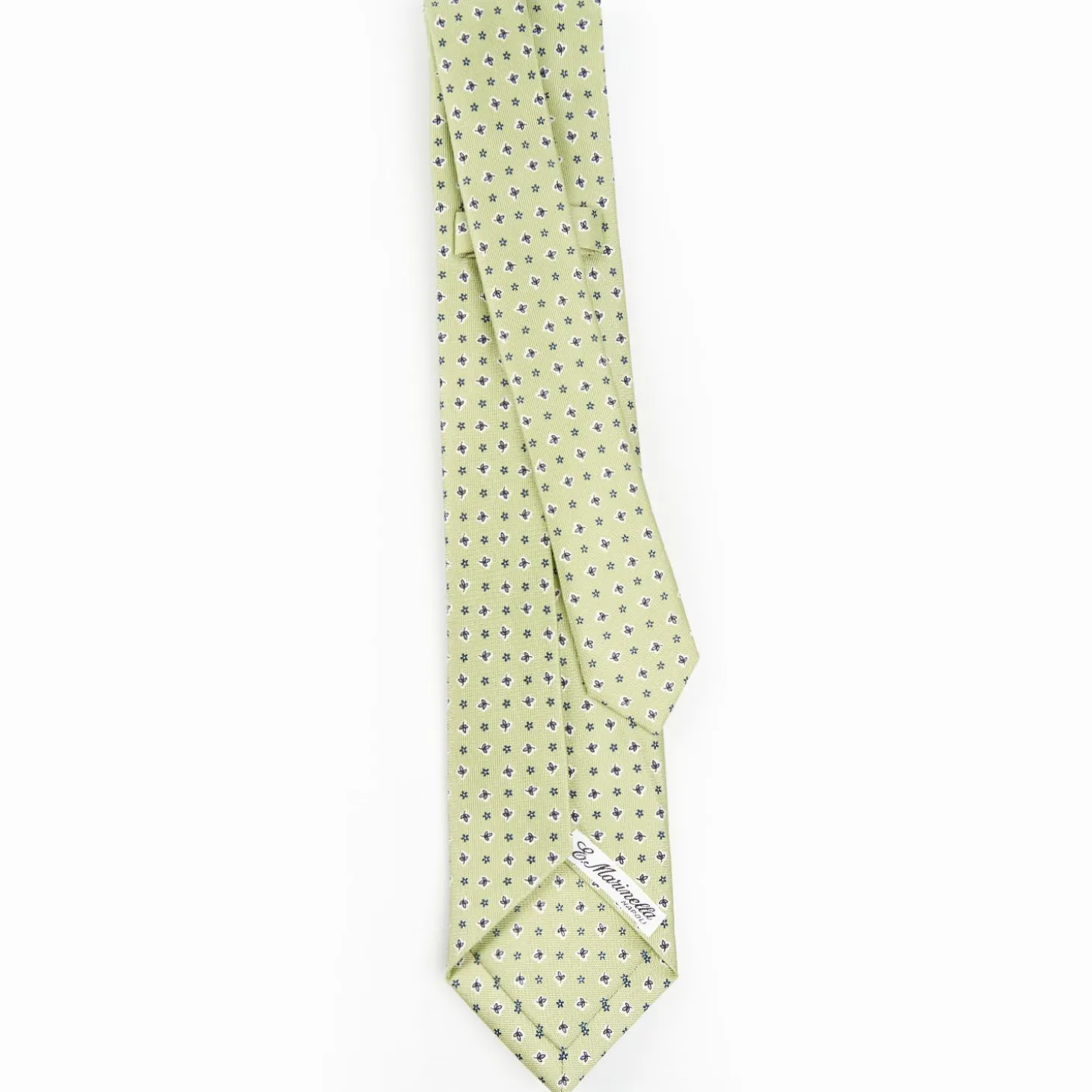 Light Green 9 Fold Sartorial Silk Tie - Small Flower Pattern