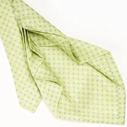 Light Green 7 Fold Sartorial Silk Tie - Small Flower Pattern
