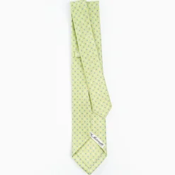 Light Green 7 Fold Sartorial Silk Tie - Small Flower Pattern