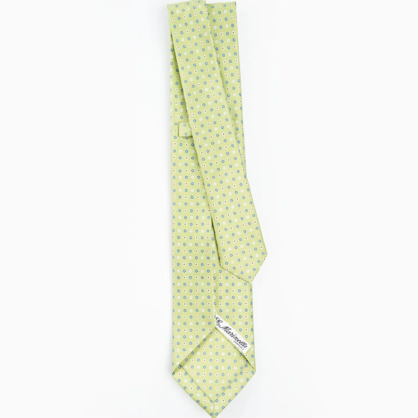Light Green 7 Fold Sartorial Silk Tie - Small Flower Pattern