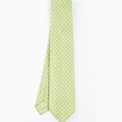 Light Green 9 Fold Sartorial Silk Tie Small Flower Pattern