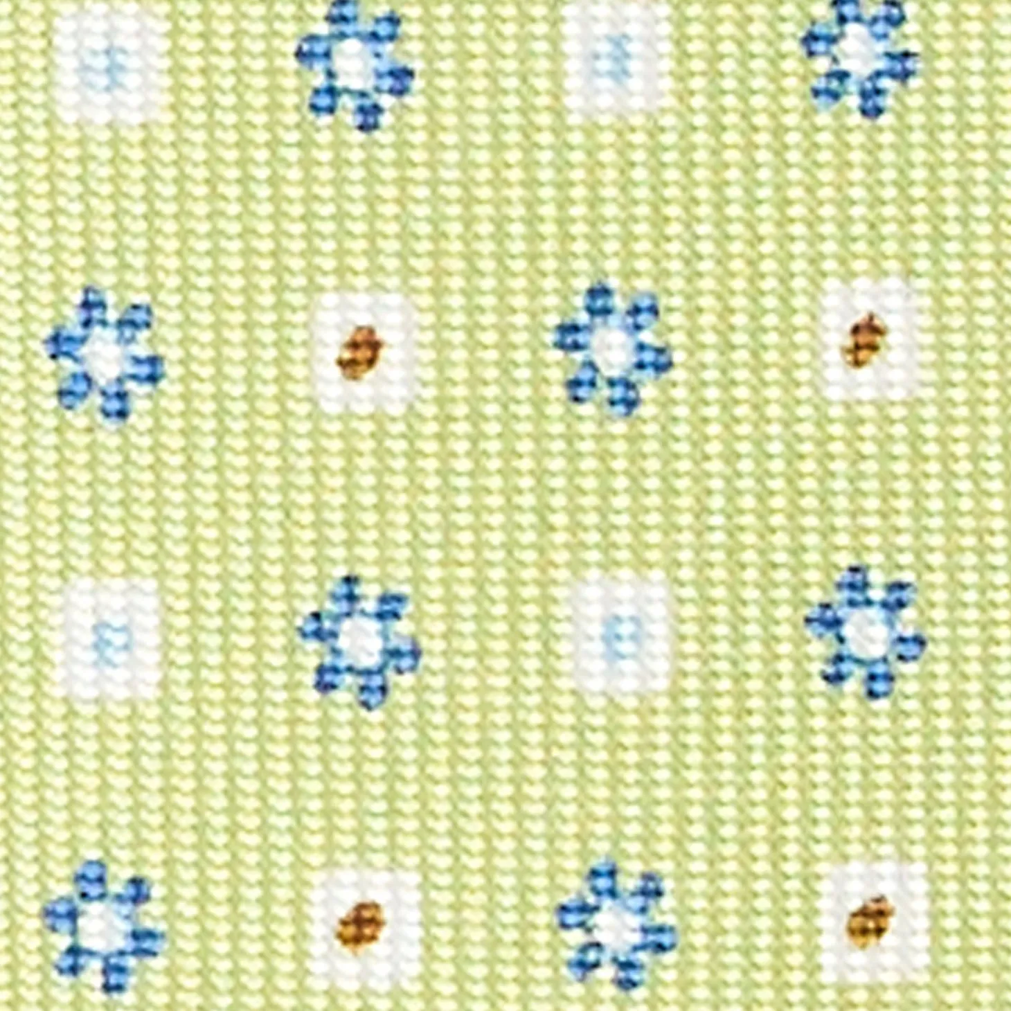 Light Green 9 Fold Sartorial Silk Tie Small Flower Pattern