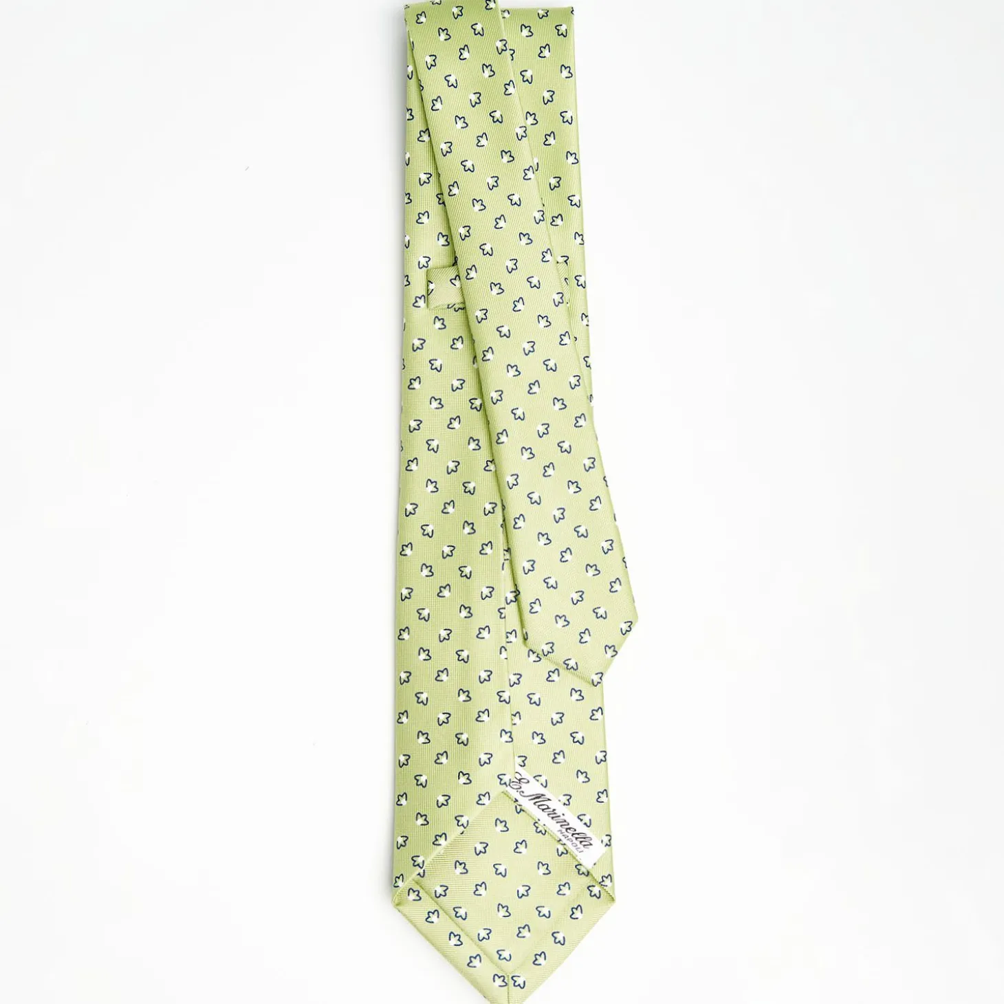 Light Green 7 Fold Sartorial Silk Tie - Small Flower Pattern