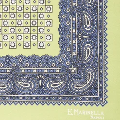 Light Green Hand-Printed Silk Pocket Square Large Flower Pattern