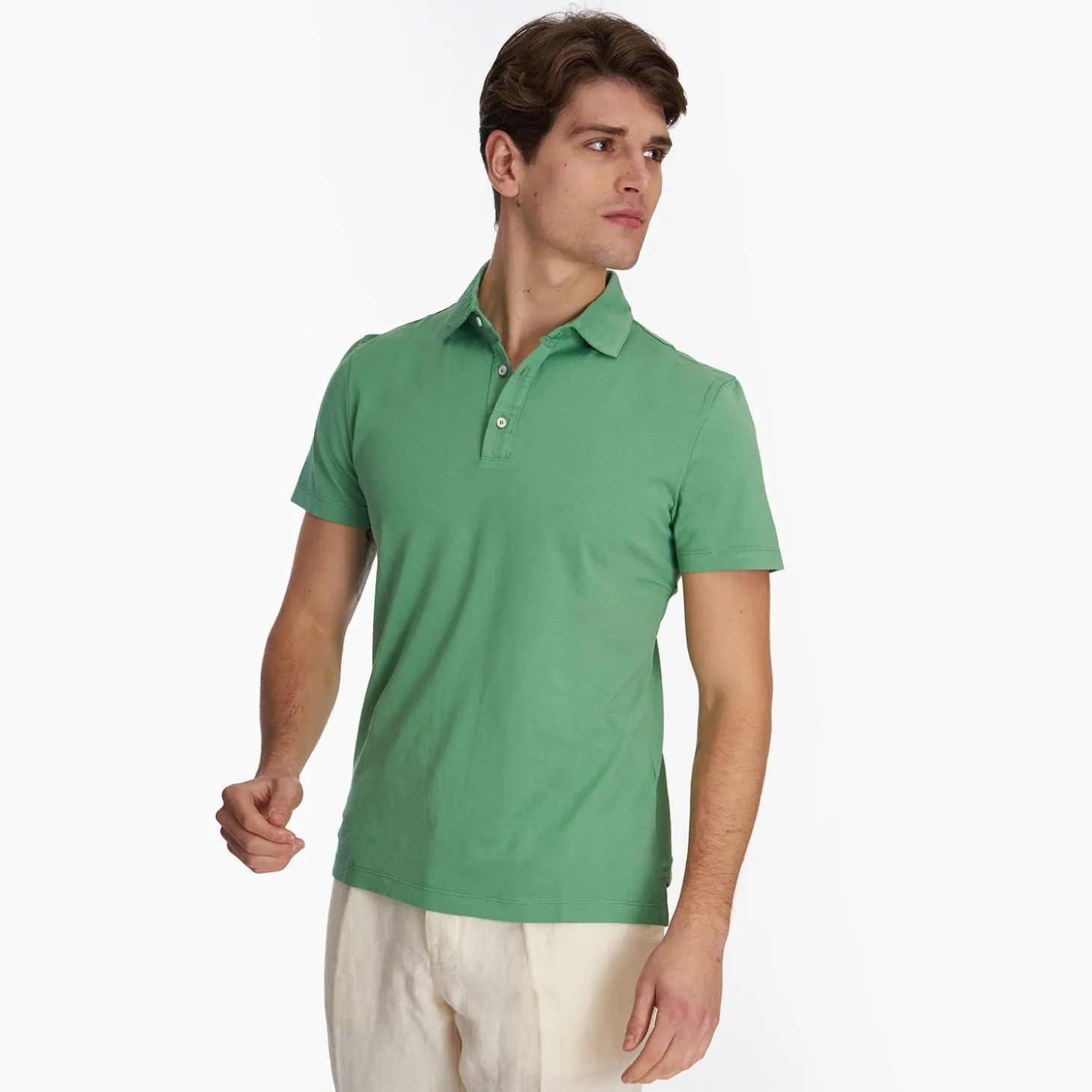 Light Green Jersey Short Sleeve Polo Shirt