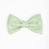 Light Green Pre-Knotted Silk Bowtie - Small Geometric Pattern