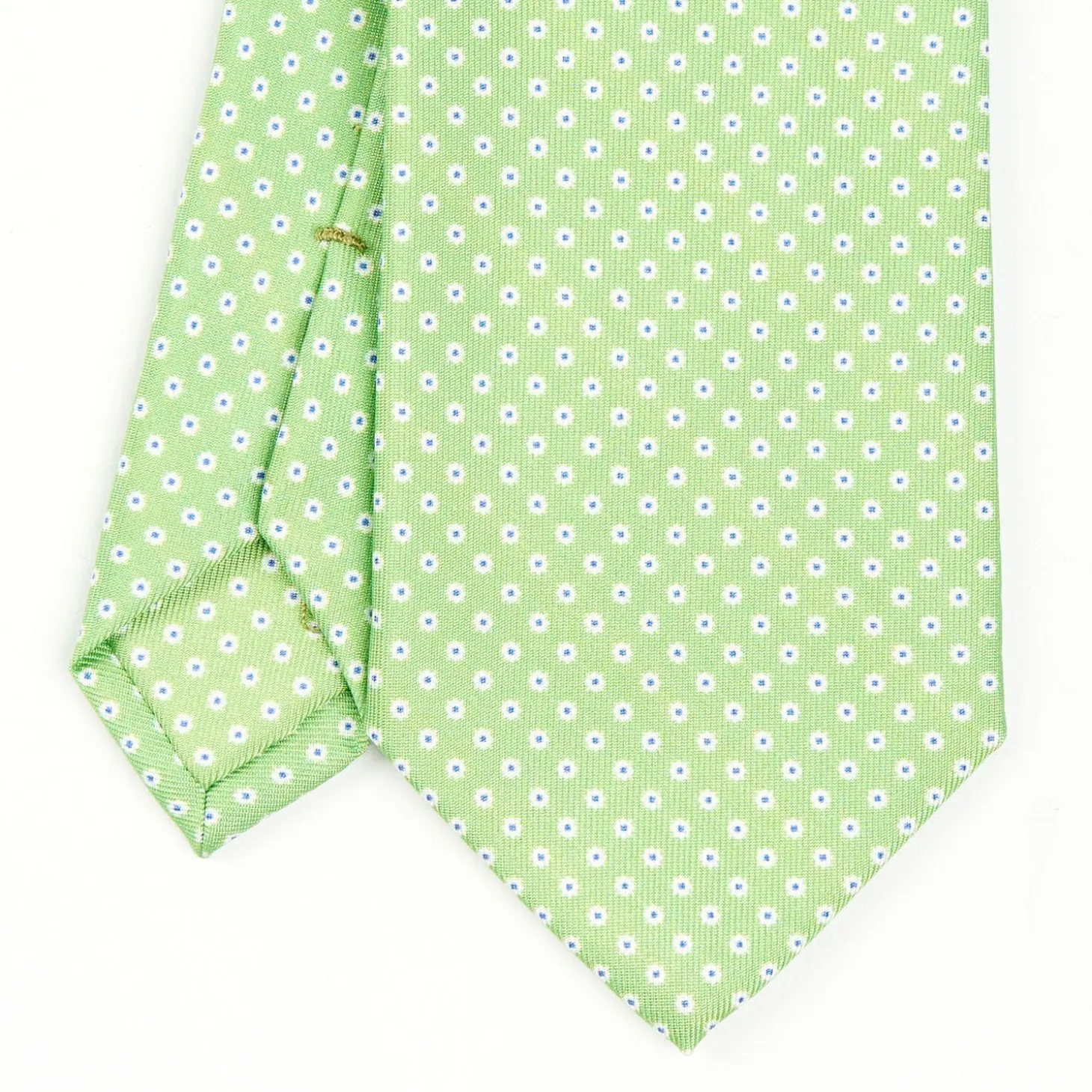 Light Green Sartorial Classic Silk Tie - Small Flower Pattern