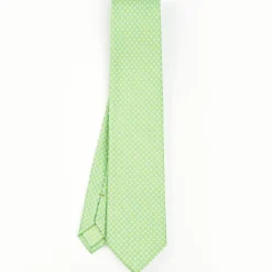 Light Green Sartorial Classic Silk Tie - Small Flower Pattern